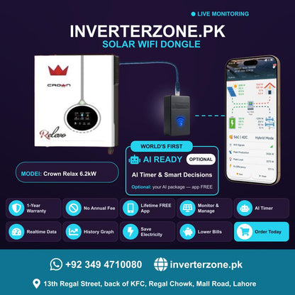 Crown Relax 6.2kW Solar WiFi Dongle - Real-Time Solar Monitoring