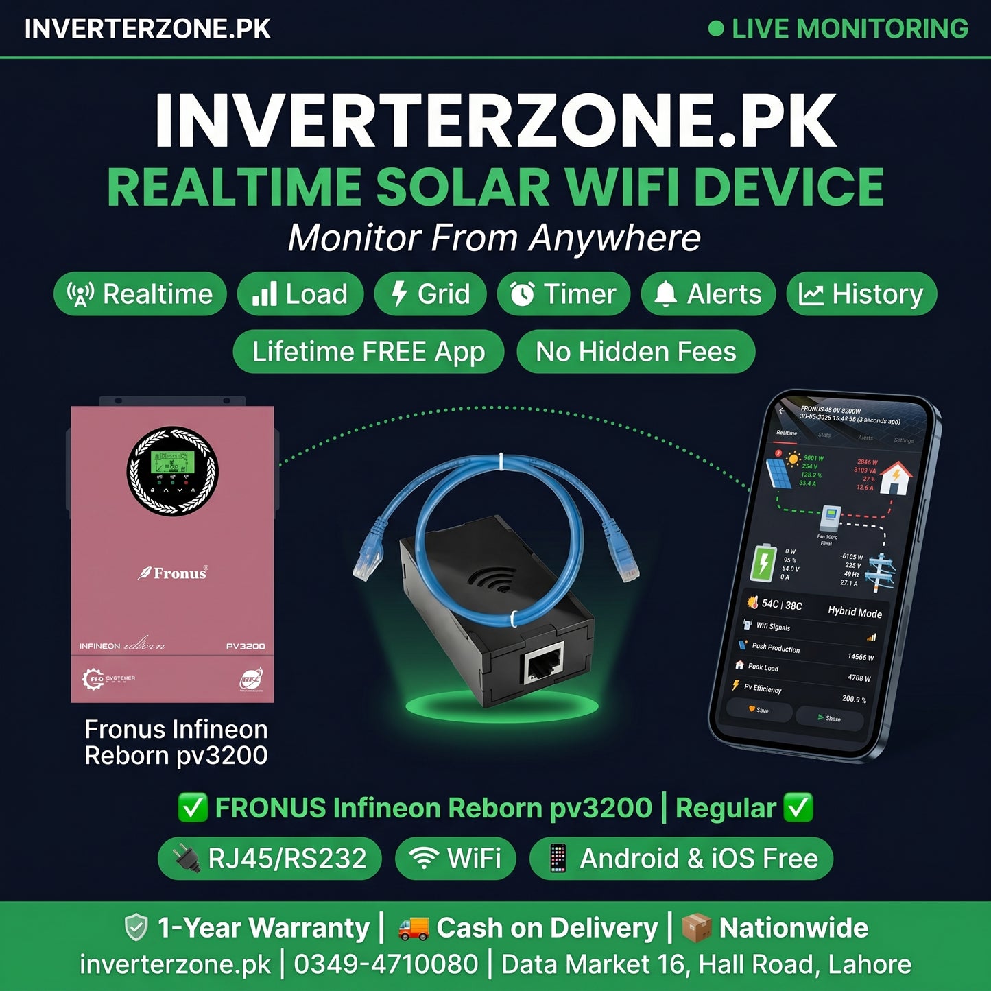 Fronus_Infineon_reborn_pv3200 Solar WiFi Monitoring Dongle – Realtime monitoring via free Android & iOS app | inverterzone.pk