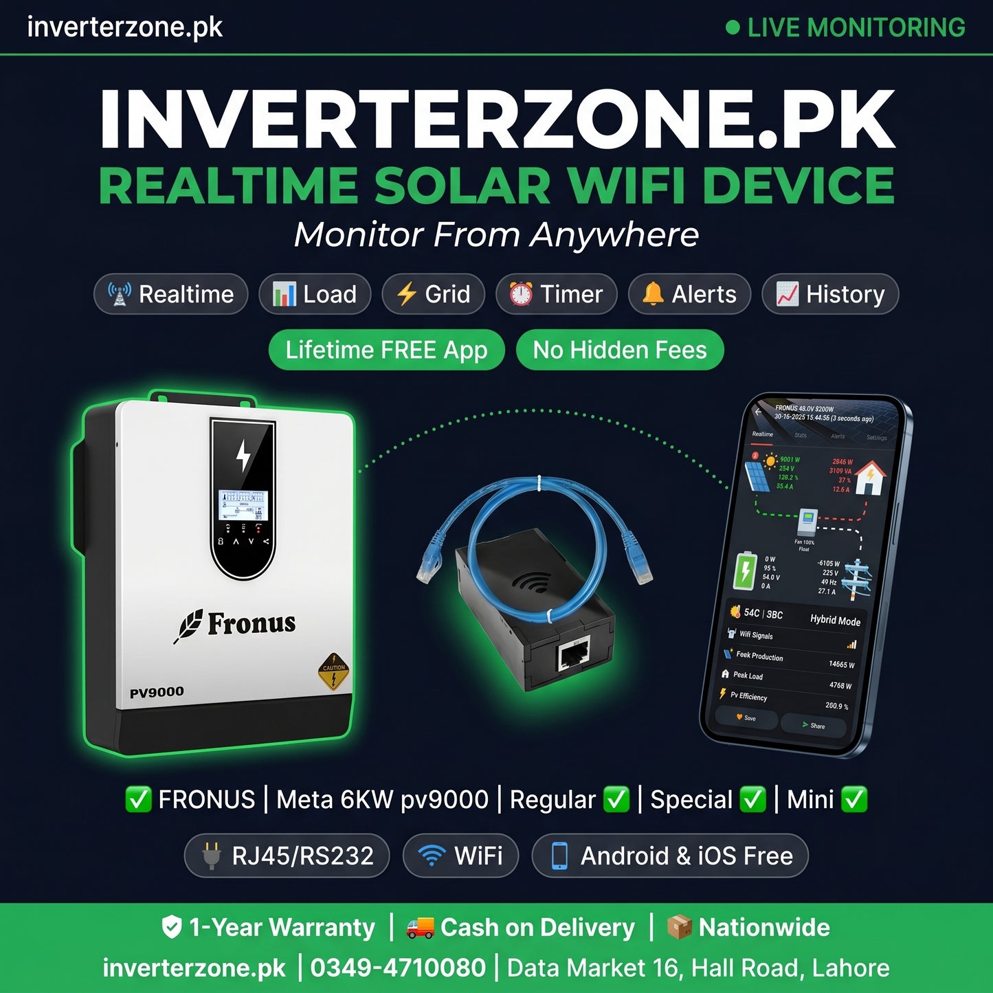 Fronus_Meta_6KW_pv9000  Solar WiFi Monitoring Dongle – Realtime monitoring via free Android & iOS app | inverterzone.pk
