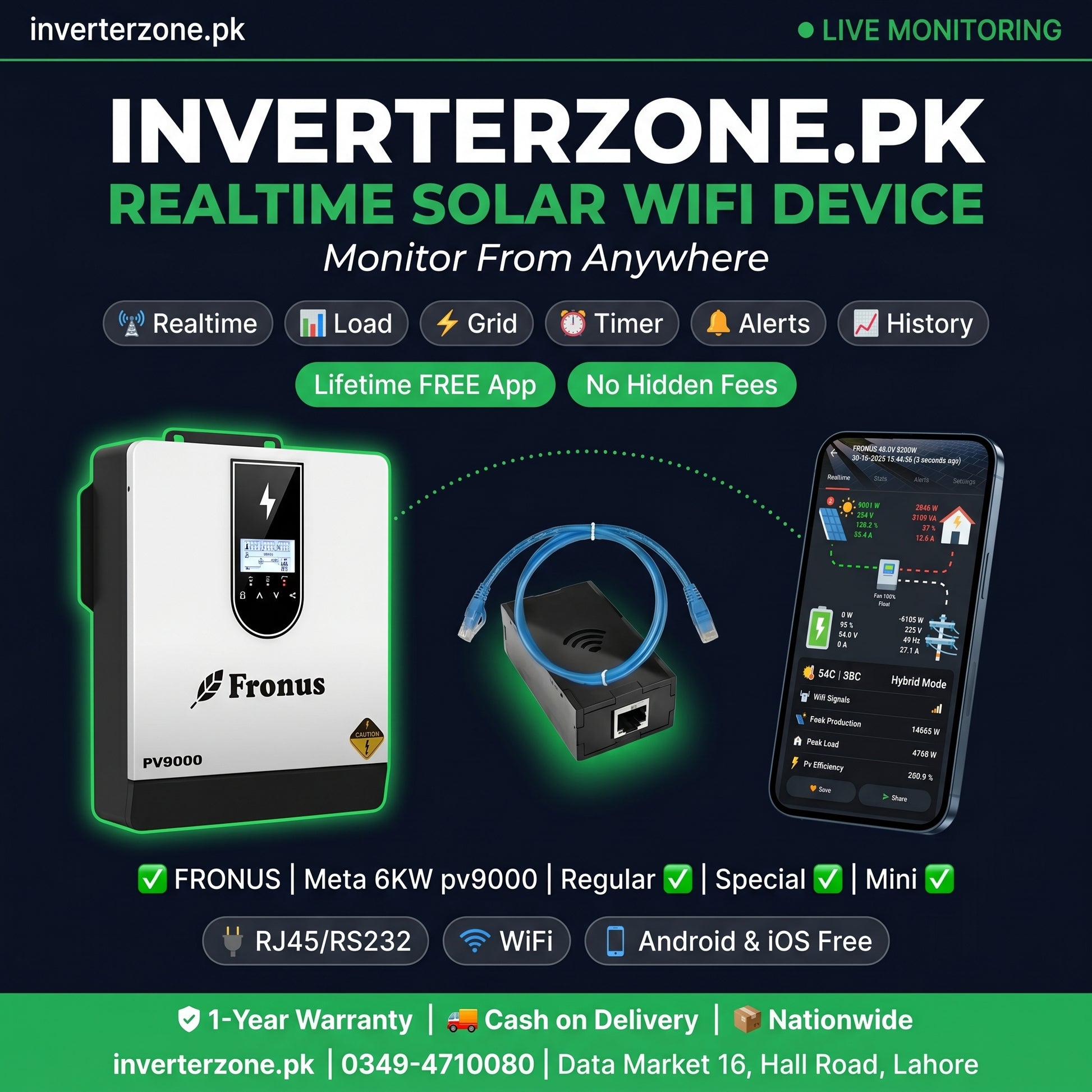 Fronus_Meta_6KW_pv9000  Solar WiFi Monitoring Dongle – Realtime monitoring via free Android & iOS app | inverterzone.pk