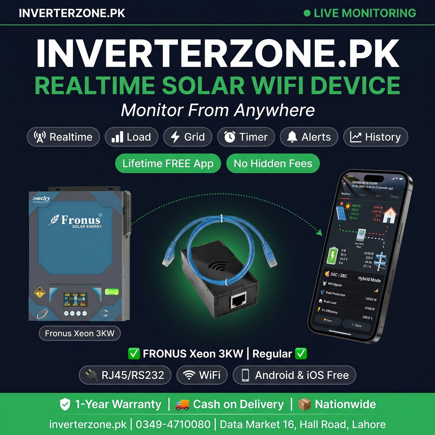 Fronus_Xeon_3KW  Solar WiFi Monitoring Dongle – Realtime monitoring via free Android & iOS app | inverterzone.pk