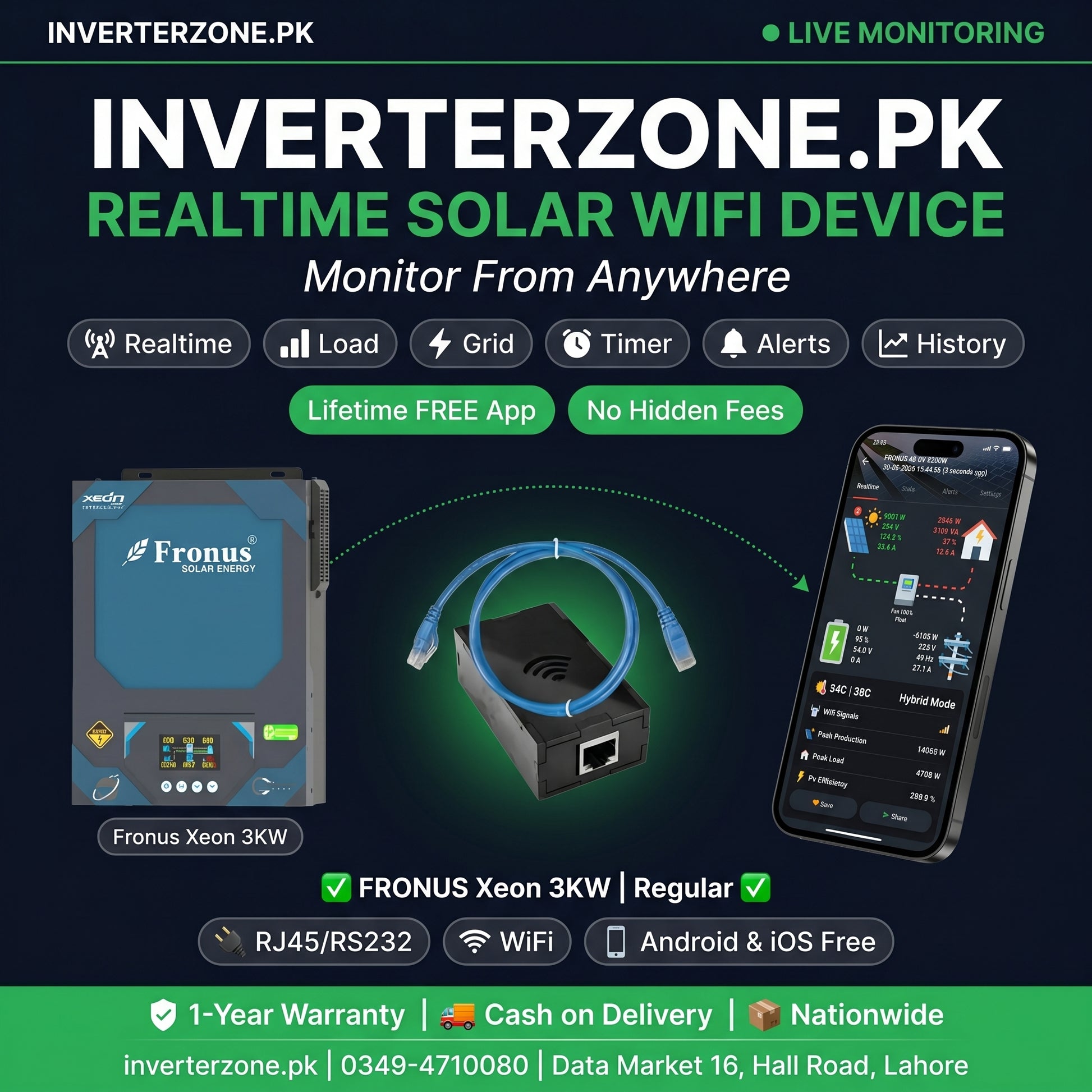 Fronus_Xeon_3KW  Solar WiFi Monitoring Dongle – Realtime monitoring via free Android & iOS app | inverterzone.pk