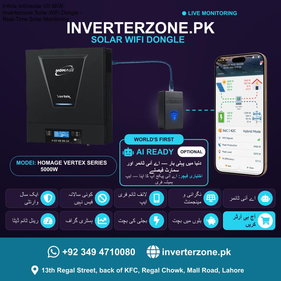 HOMAGE VERTEX SERIES 5000W UPS INVERTER Inverterzone Regular Solar WiFi Dongle - Real-Time Solar Monitoring