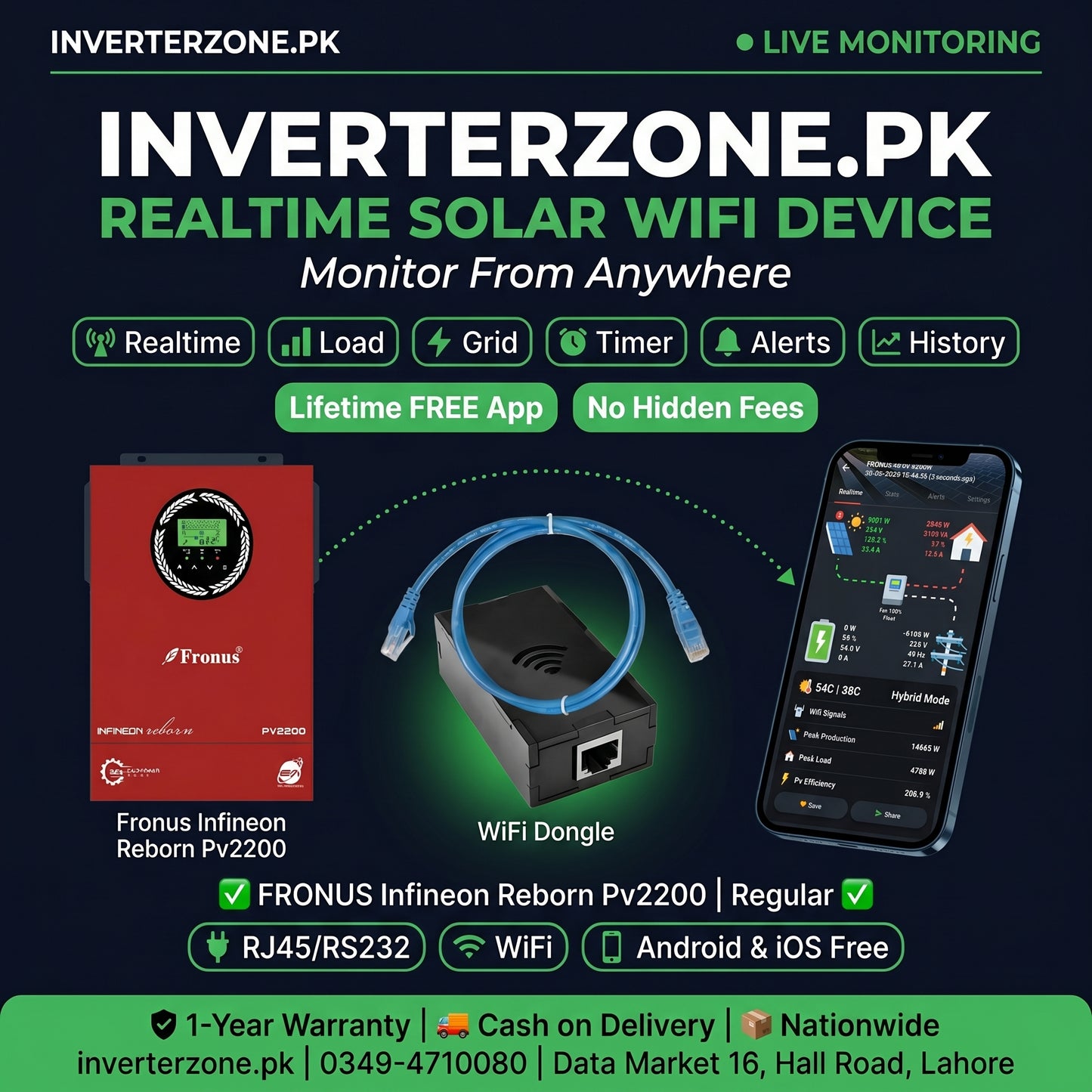 Fronus Infineon_reborn_Pv2200  Solar WiFi Monitoring Dongle – Realtime monitoring via free Android & iOS app | inverterzone.pk