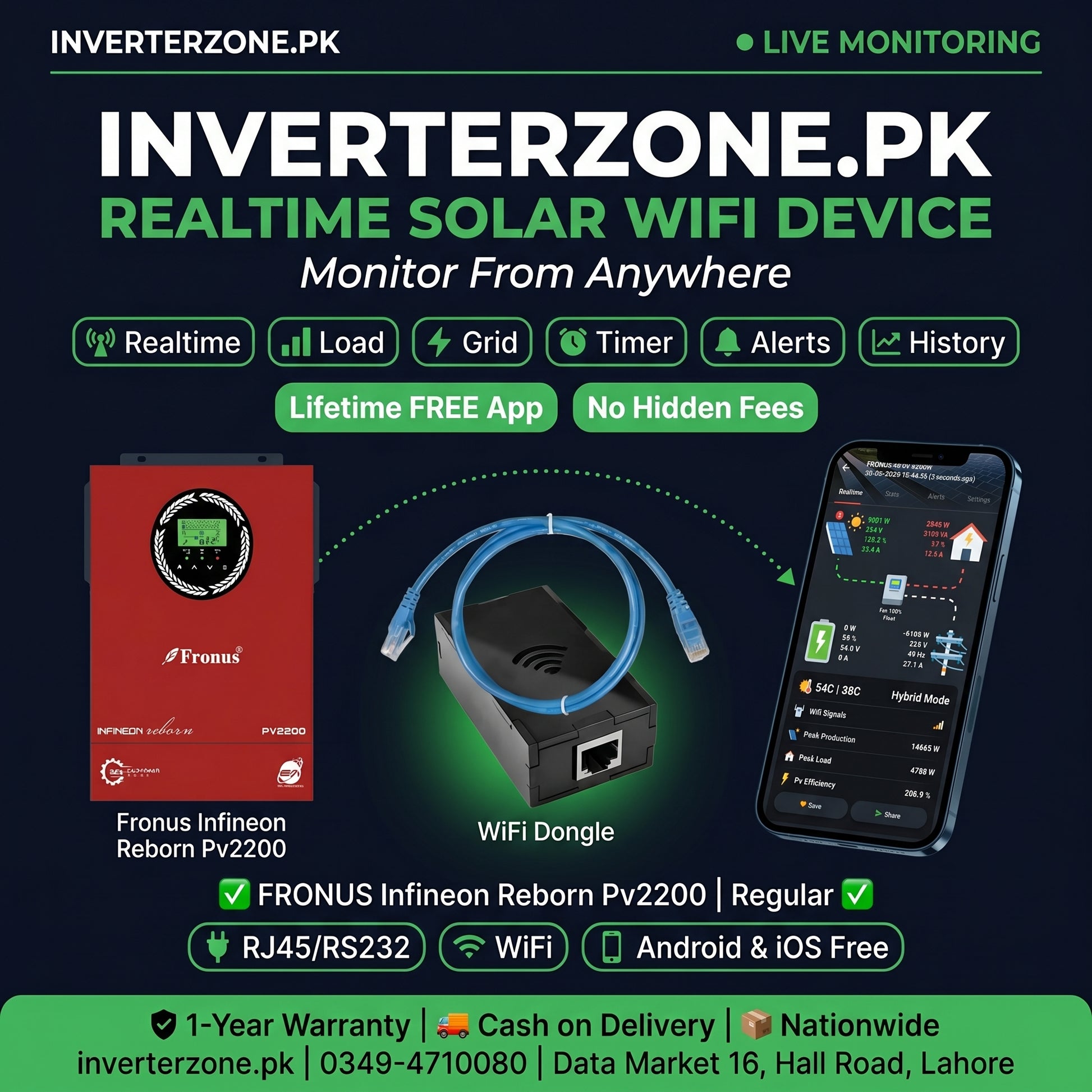 Fronus Infineon_reborn_Pv2200  Solar WiFi Monitoring Dongle – Realtime monitoring via free Android & iOS app | inverterzone.pk