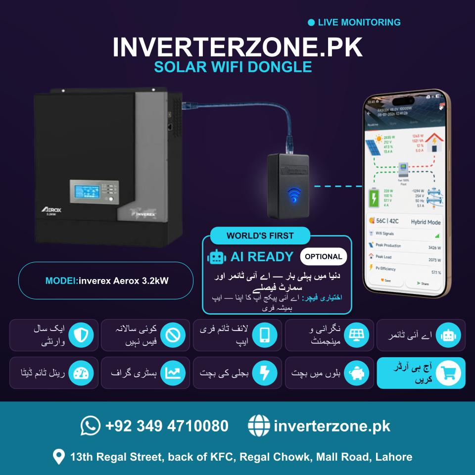 Inverex Aerox 3.2kW Off-Grid Solar Inverter Solar WiFi Dongle - Real-Time Solar Monitoring