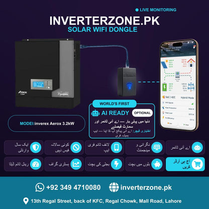 Inverex Aerox 3.2kW Off-Grid Solar Inverter Solar WiFi Dongle - Real-Time Solar Monitoring
