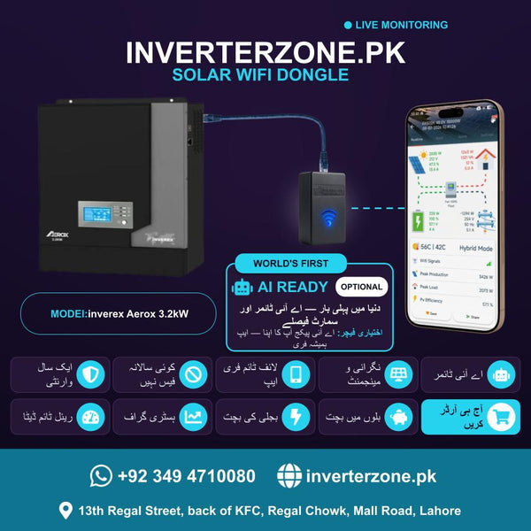 Inverex Aerox 3.2kW Off-Grid Solar Inverter Solar WiFi Dongle - Real-Time Solar Monitoring