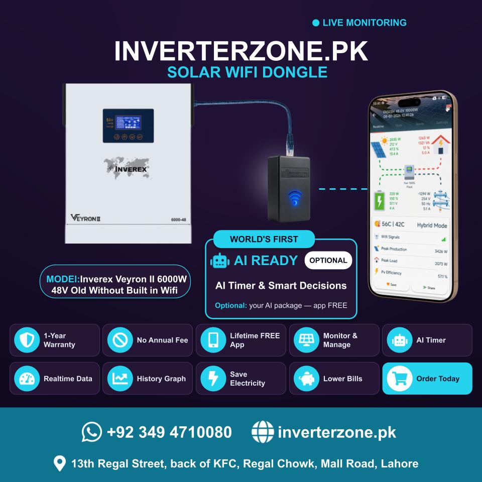 Inverex Veyron II 6000W 48V Old Without Built in Wifi Solar WiFi Dongle - Real-Time Solar Monitoring