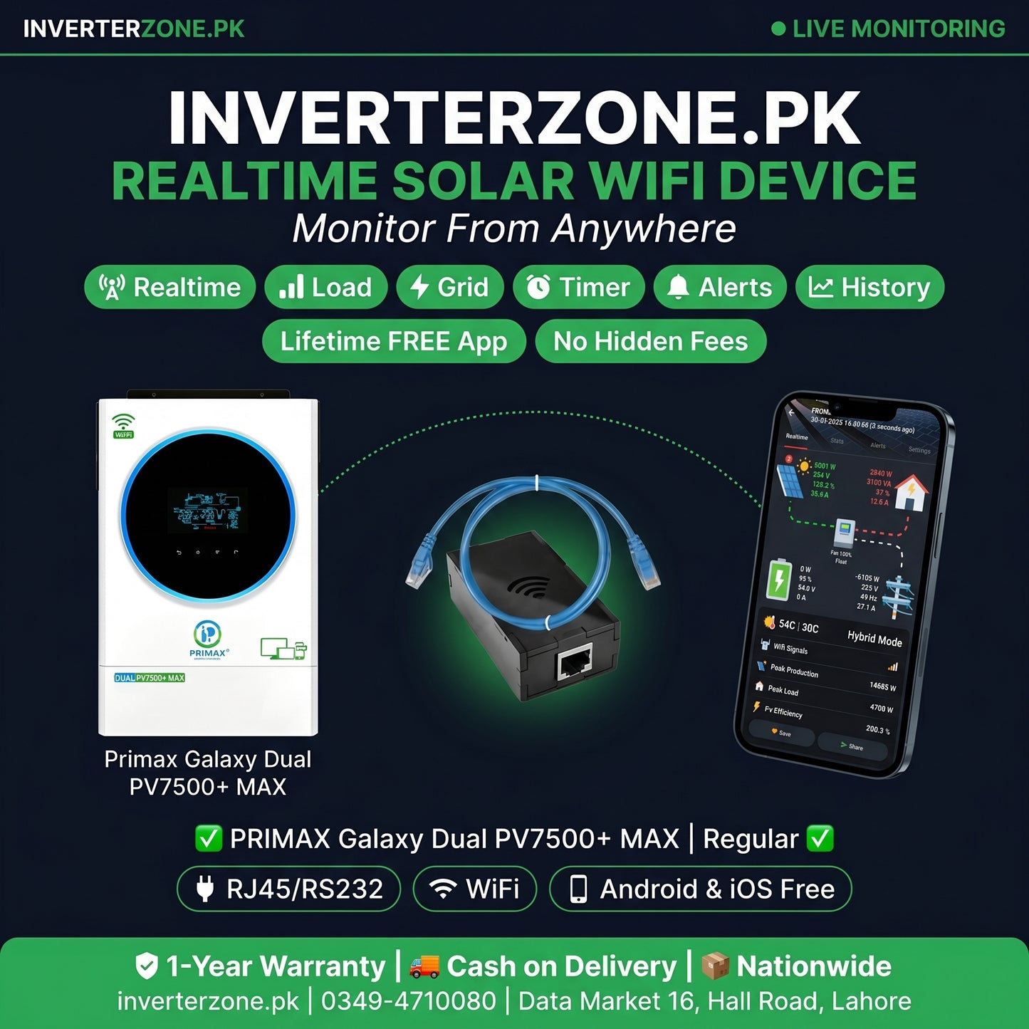 Primax_GALAXY_DUAL_PV7500_MAX  Solar WiFi Monitoring Dongle – Realtime monitoring via free Android & iOS app | inverterzone.pk