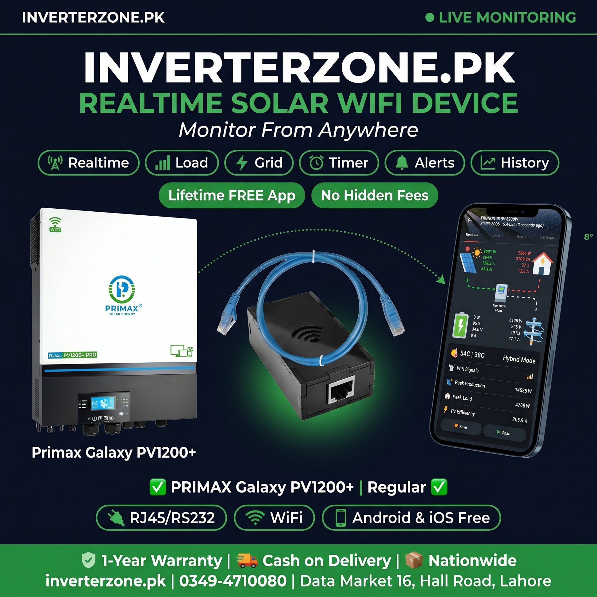 Primax_GALAXY_PV1200  Solar WiFi Monitoring Dongle – Realtime monitoring via free Android & iOS app | inverterzone.pk
