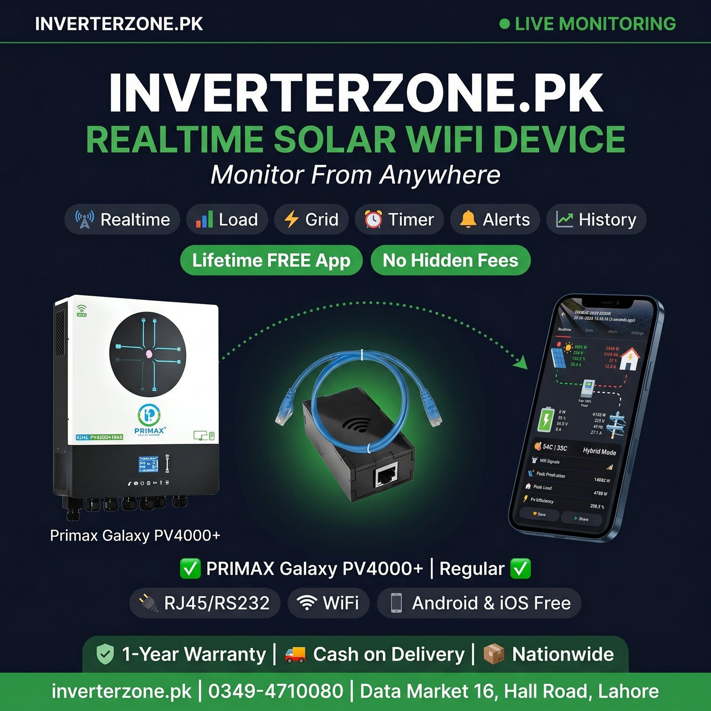 Primax_GALAXY_PV4000 Solar WiFi Monitoring Dongle – Realtime monitoring via free Android & iOS app | inverterzone.pk