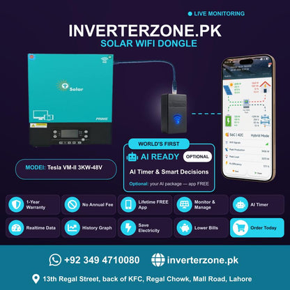 Tesla VM-II 3KW-48V Solar WiFi Dongle - Real-Time Solar Monitoring